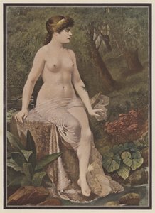 Žena sedící na venkově (barva litho) od Adolphe Frederic Lejeune
