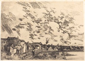 Vesnice na okraji řeky od Adolphe Hervier
