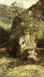 Postavy poblíž fontány od Adolphe Joseph Thomas Monticelli