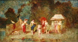 Scéna v parku II, kolem roku 1870 od Adolphe Joseph Thomas Monticelli