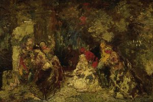 Ženy v lese od Adolphe Joseph Thomas Monticelli