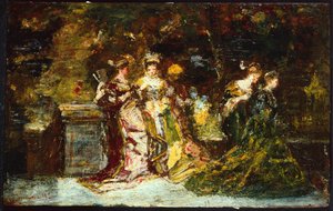 Ženy v parku, kolem roku 1858 (olej na plátně) od Adolphe Joseph Thomas Monticelli