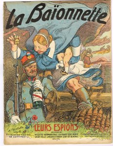 Obálka knihy "La Baionnette", satirická v barvách od Adolphe Leon Willette
