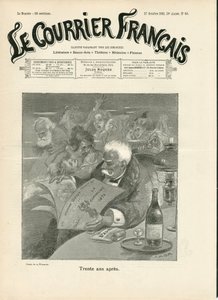 Obálka “” Le Courrier francais””, číslo 43, satirický v ČB od Adolphe Leon Willette