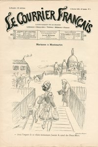 Obálka "" Le Courrier francais "", číslo 5, satirický černobílý od Adolphe Leon Willette