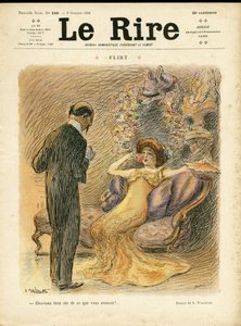 Ilustrace Adolphe dit Willette (1857-1926) pro obálku Le Rire, 09/10/09 - Flirt - Láska, móda, vnitřní architektura od Adolphe Leon Willette