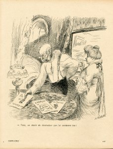 Máslový talíř, číslo 123, satirický, barevný od Adolphe Leon Willette
