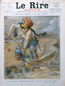 Marianne pohřbívá německé vojáky v Marne Trenches, karikatura z časopisu „Le Rire Rouge“, 11. září 1915 od Adolphe Leon Willette