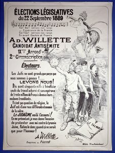 Plakát propagující volbu umělce v zákonodárných volbách v září 1889
