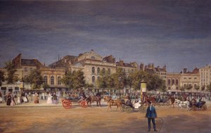 Celkový pohled na divadla chrámového bulváru před proražením bulváru prince Evžena, detail L