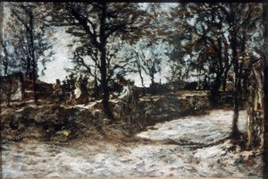 Krajina. Fontainebleau, 19. století. od Adolphe Joseph Thomas Monticelli