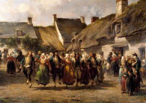 Svatba v Bretani v roce 1863 Obraz Adolphe Pierre Leleux (1812-1891) 1863 Quimper musee des Beaux Arts od Adolphe Pierre Leleux