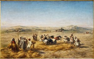 Francouzština: Vykládka pšenice v Alžírsku od Adolphe Pierre Leleux