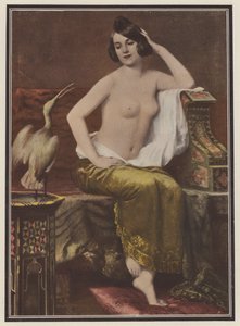 Oblíbená, žena s ptákem (barva litho) od Adolphe Weisz