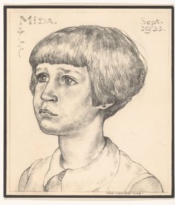Fotoreprodukce portrétu Midy od Han van der Kop Mida září 1933 (název na objektu) od Adriaan Bijl (attributed to)