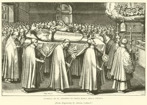 Pohřeb svatého Ignáce v Santa Maria Della Strada (rytina) od Adriaen (after) Collaert
