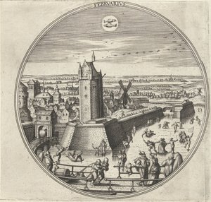 Únor Febrvarivs (název na objektu) Dvanáct měsíců (název série) od Adriaen Collaert