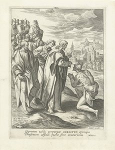 Uzdravení malomocného Život Krista (název série) Vita I. Christi (název série) od Adriaen Collaert