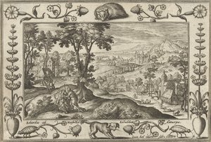 Juda a Támar Krajiny s biblickými, mytologickými scénami a loveckými scénami (název série) od Adriaen Collaert