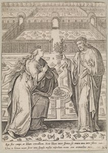 Kristus a jeho nevěsta, Ecclesia, v zahradě od Adriaen Collaert