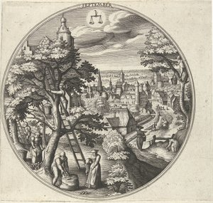 září Dvanáct měsíců (název série) od Adriaen Collaert