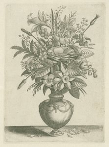 Váza s květinami včetně trumpetových narcisů Florilegium (název série) od Adriaen Collaert