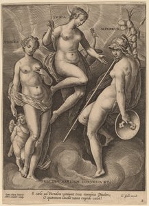 Venuše, Juno a Minerva od Adriaen Collaert after Jan van der Straet