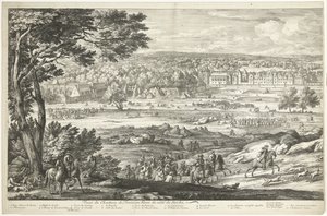 Pohled na hrad Fontainebleau (levá strana) Veuë du Chasteau de Fontainebleau du costé du Jardin (název na objektu)