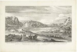 Pohled na hrad Joux Veuë du Chasteau de Joux sur la frontiere de la franche Comté (název na objektu) od Adriaen Frans Boudewyns