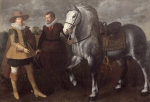 Portrét gentlemana s koněm a ženichem, 1624