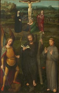 Ukřižování se svatými Michaelem Archandělem, Ondřejem a Františkem z Assisi, c. 1510. od Adriaen Isenbrant