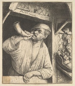 Baker Blowing Horn, 1610-85. od Adriaen Jansz. van Ostade