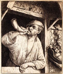 Baker troubí na roh, kolem roku 1670 od Adriaen Jansz. van Ostade