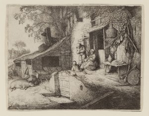 U dveří chalupy - Spinner od Adriaen Jansz. van Ostade