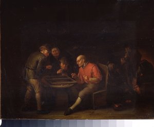 Vlámové hrají kostky. (Flemings hrající kostky). Obraz Adriaena Jansze van Ostade (1610-1685). holandská škola. Olej na plátně. Muzeum paláce Gatchina, Petrohrad. od Adriaen Jansz. van Ostade
