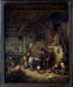 Mistr školy Scene class, starý učitel s malými studenty z oblíbeného prostředí. Obraz Adriena van Ostade (1610-1685) 1662 Ne. 0,4x0,32 m od Adriaen Jansz. van Ostade
