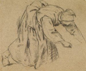 Woman Bending Down, 1656 (křída na papíře) od Adriaen Jansz. van Ostade