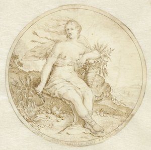 Ceres sedí s rohem hojnosti a srpem od Adriaen Matham