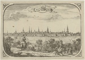 Pohled na město Hamburk od Adriaen Oudendijck