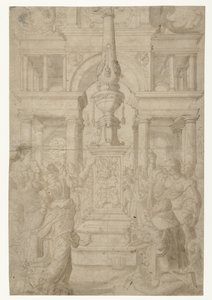Šalomoun uctívá modlu od Adriaen Pietersz Crabeth