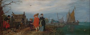 Podzim (Konverzace), 1625 (olej na panelu, v 14,6 cm × š 37,2 od Adriaen Pietersz van de Venne