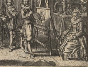 Malíř a modelka ve studiu Houwelyck (název série) od Adriaen Pietersz van de Venne