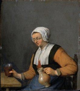 Žena s džbánem piva od Adriaen van Ostade