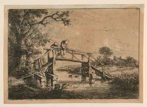 Rybáři na mostě od Adriaen van Ostade