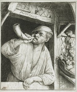 Pekař troubící na roh od Adriaen van Ostade