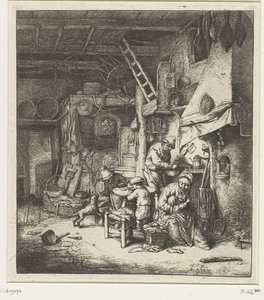 Farmářská rodina v interiéru Domácnost od Adriaen van Ostade