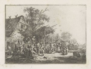Tančící sedláci před hostincem od Adriaen van Ostade