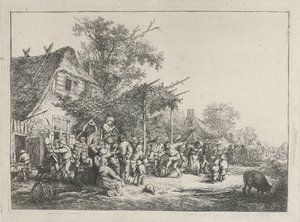 Tančící sedláci před hostincem od Adriaen van Ostade