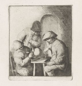 Tři muži s prázdným džbánem od Adriaen van Ostade