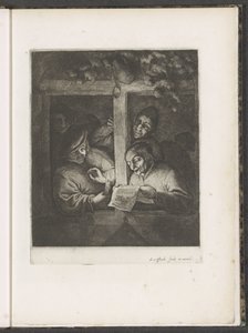Tři zpěváci v otevřeném okně při svíčkách od Adriaen van Ostade